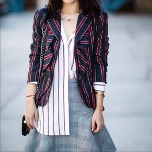 L.A.M.B Wool Blend Ruffle Plaid Blazer